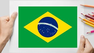 How To Draw Brazil Flag - Easy Drawings and Coloring Tutorial