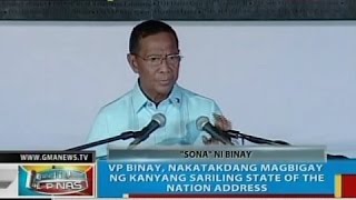 BP: Talumpati ni Vice President Jejomar Binay kaugnay ng umano'y tunay na estado ng Pilipinas