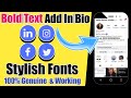 How To Make Bio Stylish 2023 | Bold And Fancy Text Generator |  Instagram