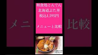 和食処とんでん　北海道ぶた丼（メニューと比較してみました。）税込1,595円