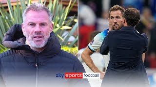 Jamie Carragher reacts to England's World Cup defeat to France