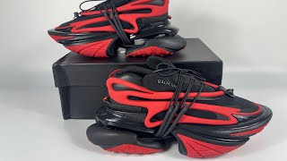 Balmain Unicorn Low-Top Red Black Sneaker Unboxing