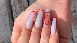 Edge Outlined Encapsulated Dragon Acrylic Nail