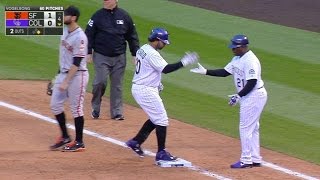 SF@COL: Rosario notches Rockies' first hit