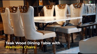 Premium dining table crafted from 100% teak wood. Visit us to explore our premium collections!