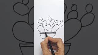 How to draw cactus plant in a pot easy #drawing  #cactus  #drawingtutorial