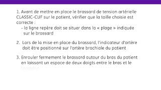 Positionnement correct du brassard de tensiomètre à usage unique CLASSIC-CUF