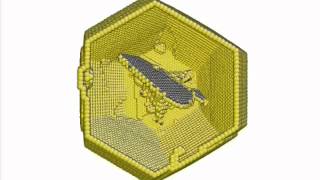 Nanoindentation of a 9.8 nm high Au nanoparticle (bottom view)