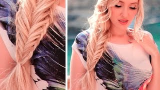 Fishtail braid with a twisted edge hairstyle ★ Long hair tutorial with extensions