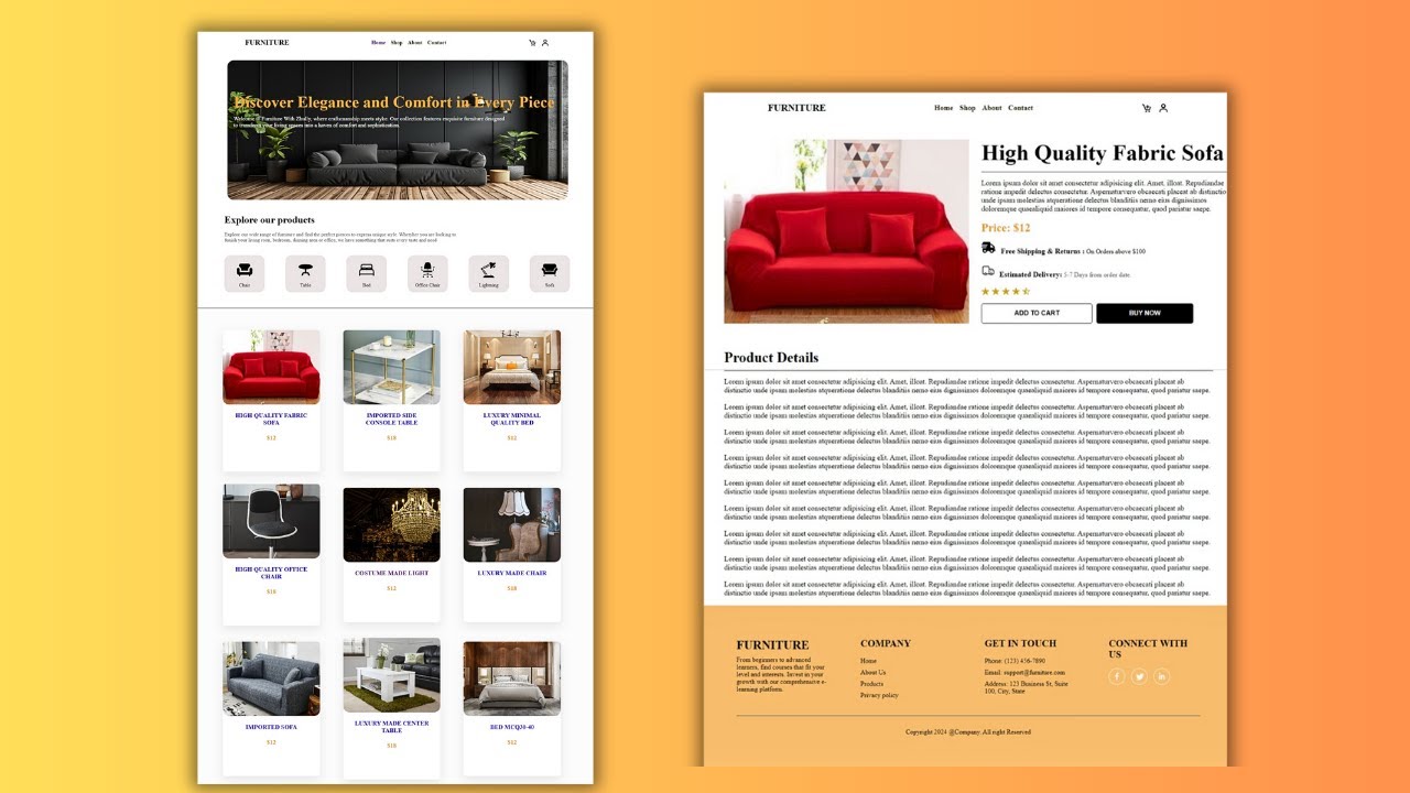 React JS Project How To Create A Responsive E-Commerce Furniture ...