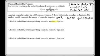 Math 209 : 4.3 #3 (Statistics Tutorial : Binomial Probability Formula)