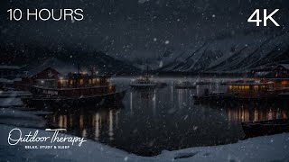 A Boat Harbor Blizzard to Rock You to Sleep | Howling Wind \u0026 Blowing Snow Ambience for Relaxation