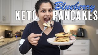 Diner Style Keto Pancakes with Blueberries | The Best Keto Pancake Recipe