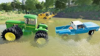 Farmers stuck in mud after huge storm | Back in my day 16 | Farming Simulator 19