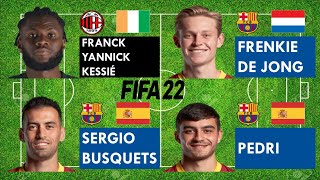 Franck Yannick Kessié vs FC Barcelona CDM (Frenkie De Jong,Sergio Busquets,Pedri) FIFA 22 Comparison