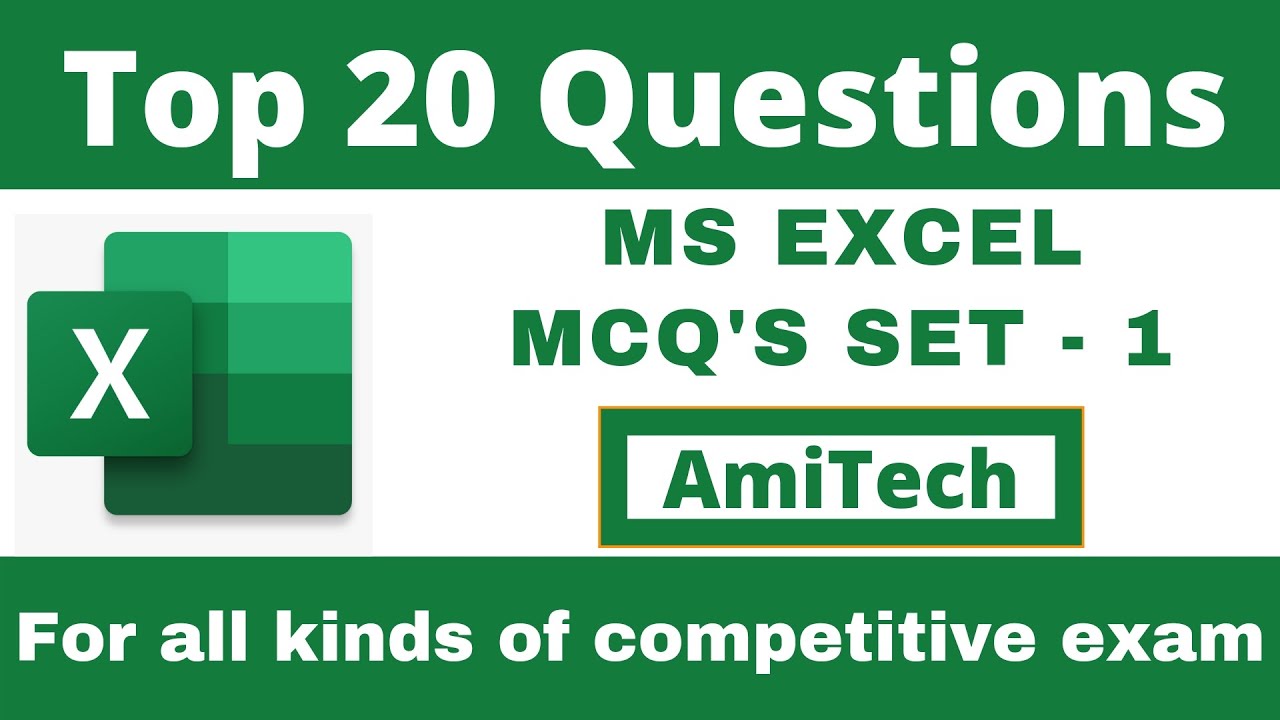 Top 20 MS Excel MCQs | MS EXCEL Tutorial Set-1 | MS Excel Mcqs Question ...