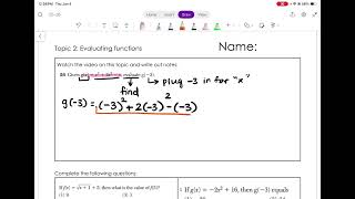 Topic 2: Evaluating Functions