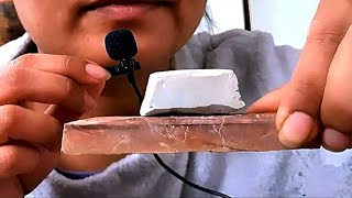 Slate Cruncher ||  Red slate bar and white cube crunch || Original video #clay #eatingsounds #asmr