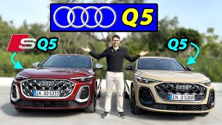 all-new Audi Q5 vs SQ5 Sportback driving REVIEW 2025 - attacking X3 and GLC!