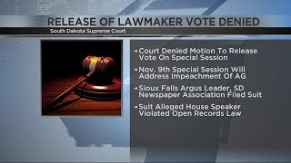 South Dakota Supreme Court denies release of special session vote on AG impeachment