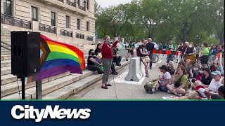 Solidarity rally defends 2SLGBTQ+ and sex education books in Brandon schools