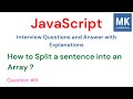 JavaScript Interview Questions - #8 | How to Split a sentence into an array? #javascript #typescript