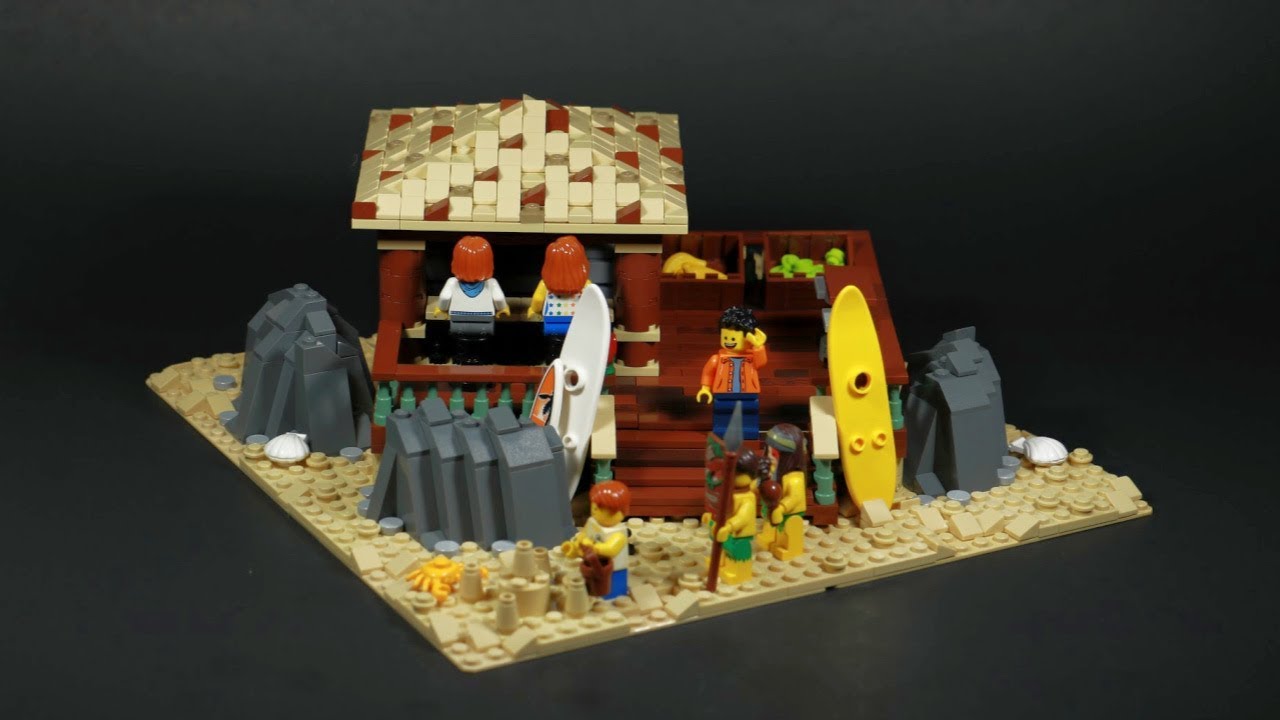 Lego Tropical Beach Hut Barâžªa Lego Moc Youtube
