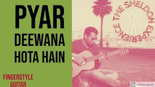 Pyar Deewana Hota Hai| Kishore Kumar| lyrics | Fingerstyle Guitar Cover | Aj Gun Gun |Asha Bhosle