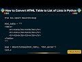 How to Convert HTML Table to List of Lists in Python