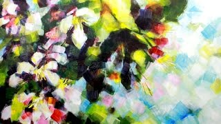 How to paint Abstract Flower Blossoms in Acrylics by Samuel Durkin | Flower painting Lesson.