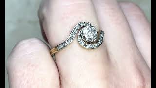 Edwardian 0.55ct Center Old European Cut Diamond Swirl Motif Ring - Murren Ring - Hand Video