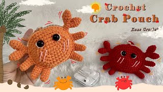 Crochet Crabs 🦀 Earphone Bag 🦀 Crochet Mini Pouch Tutorial