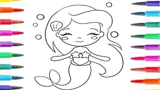 Drawing and Coloring a Cute Mermaid easy |easy colouring drawing for kids |Painting