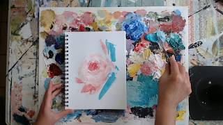 Easy Abstract Rose Palette Knife Painting Tutorial