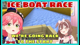 Sakura Miko Take Korone On Hilarious Boat Race | Minecraft [Hololive/Eng Sub]