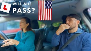 A U.S DRIVER TAKES MOCK DRIVING TEST