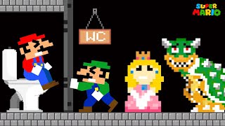 Toilet Prank: Mario Troll Luigi, Peach and Bowser Waiting for the Toilet | Game Animation