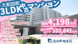 【仲介手数料無料 八王子の不動産】浅川不動産　大和田町 中古マンション 3LDK ◎京王八王子駅徒歩15分 ◎南西向き ◎共用施設充実 ◎ペット飼育可能