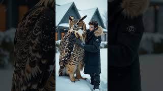 A Young Boy and the Enchanted Giant Owl in a Snowy Wonderland!  #WinterMagic #GiantOwl #BoyAndOwl