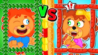 LionET | Oh No! Muscle Guy is Locked - Healthy Food vs Junk Food | Cartoon for Kids