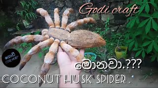 Coconut husk design/පොල් ලෙලි වලින් මකුළුවෙක්.코코넛 관련 디자인 / नारियल के खोल के डिजाइन।