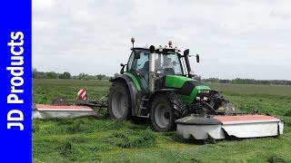 Deutz Agrotron/M620/M610/Gras maaien schudden/Mowing tedding grass/Gras mähen/Kuhn/Vicon