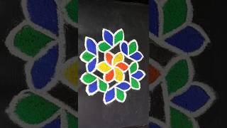 7 dots colourful rangoli design. #shorts #coloursrangoli #muggulu #ytshorts #kolam