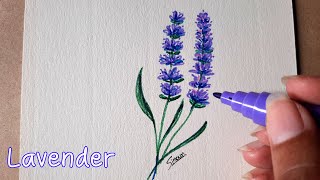 Lavender Drawing | How to Draw Lavender Flower | Brush pen | Sinoun Drawing