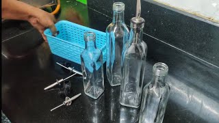 Glass Oil bottle cleaning at home | easy way | cleaning method \u0026 organisation |tummytimetamil