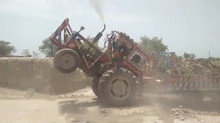 tractor stunt | mf 260 tractor dangerous stunt video | tractor pulling fail on ramp