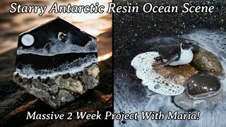 #404 Stunning Resin Midnight Antarctic Sea Shore Scene