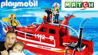 Bateau de pompiers PLAYMOBIL 3128 - Fire Rescue City Life - Supermarchés MATCH !