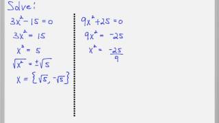 Solve quadratic equations by square root property