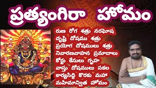 ప్రత్యంగిరా హోమం pratyamgira homam రుణ రోగ శత్రు బాధలు ప్రయోగ దోషములు నరగోష నర దిష్టి తొలగించే హోమం